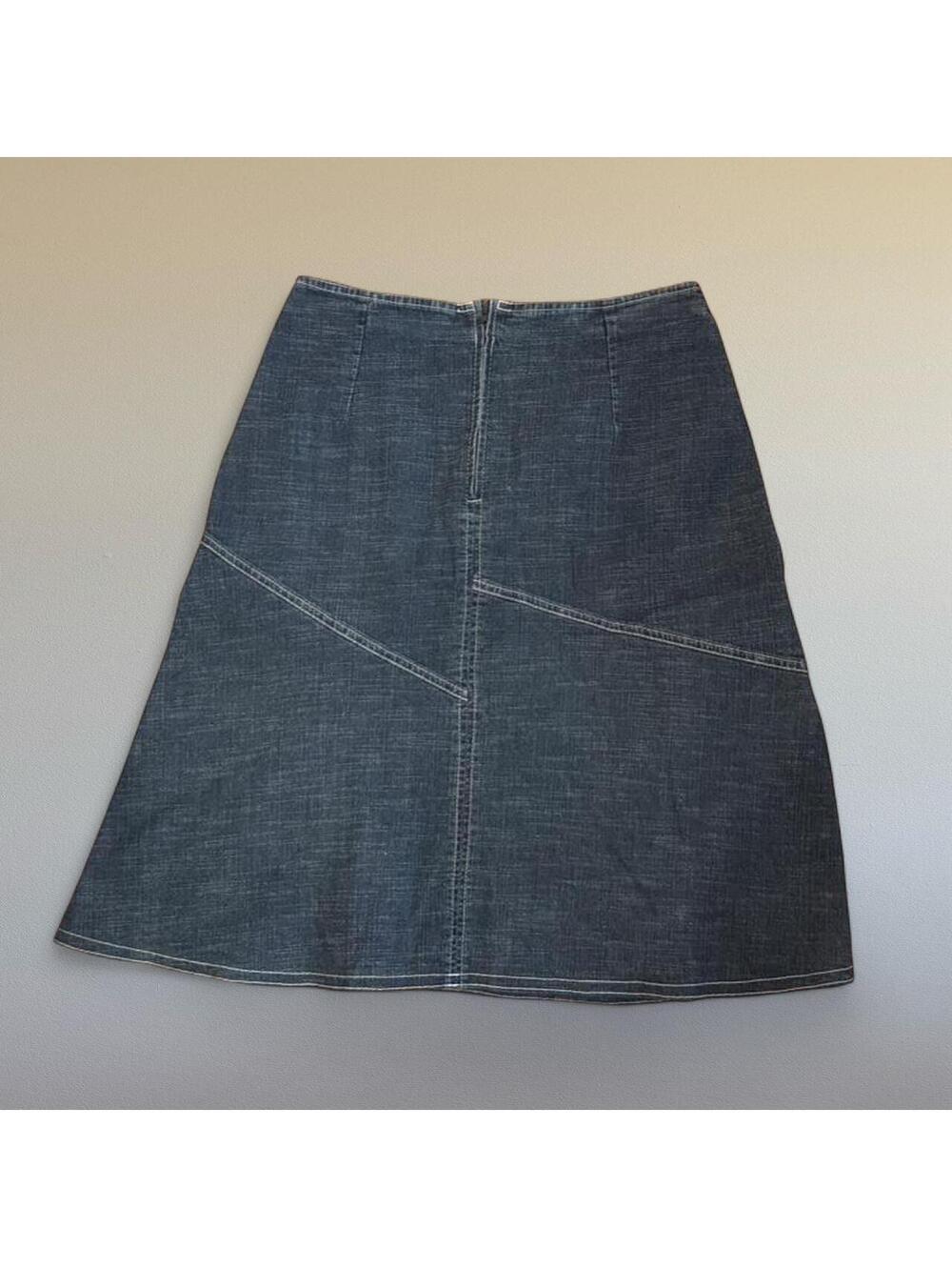 SOLD Vintage Euro asymmetrical denim midi skirt from affinites Armand Thiery - Picture 3 of 6